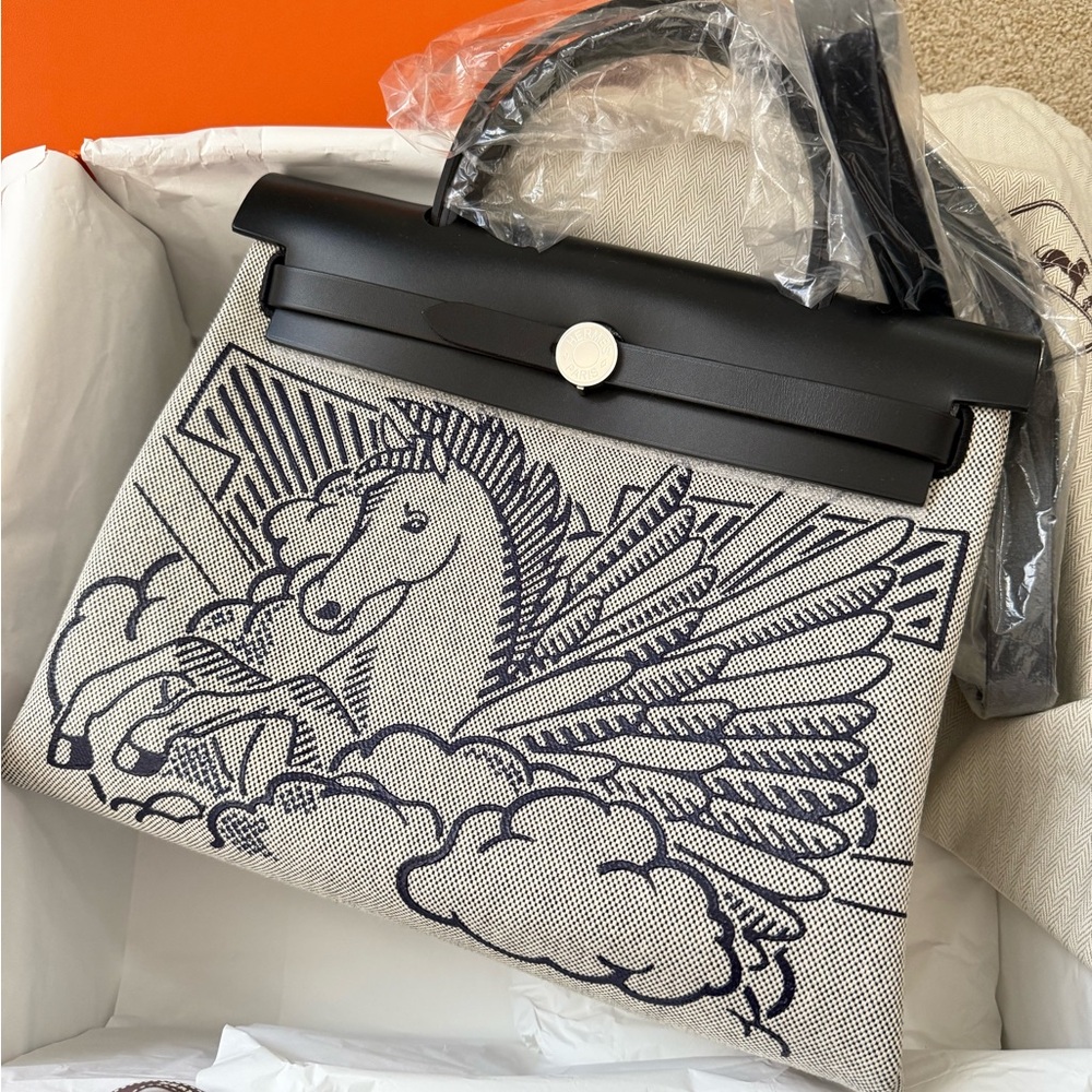 Hermes HerBag Zip PM Pegasus Pop 2way Hand Shoulder Bag Vash Hunter Grey Z Stamp